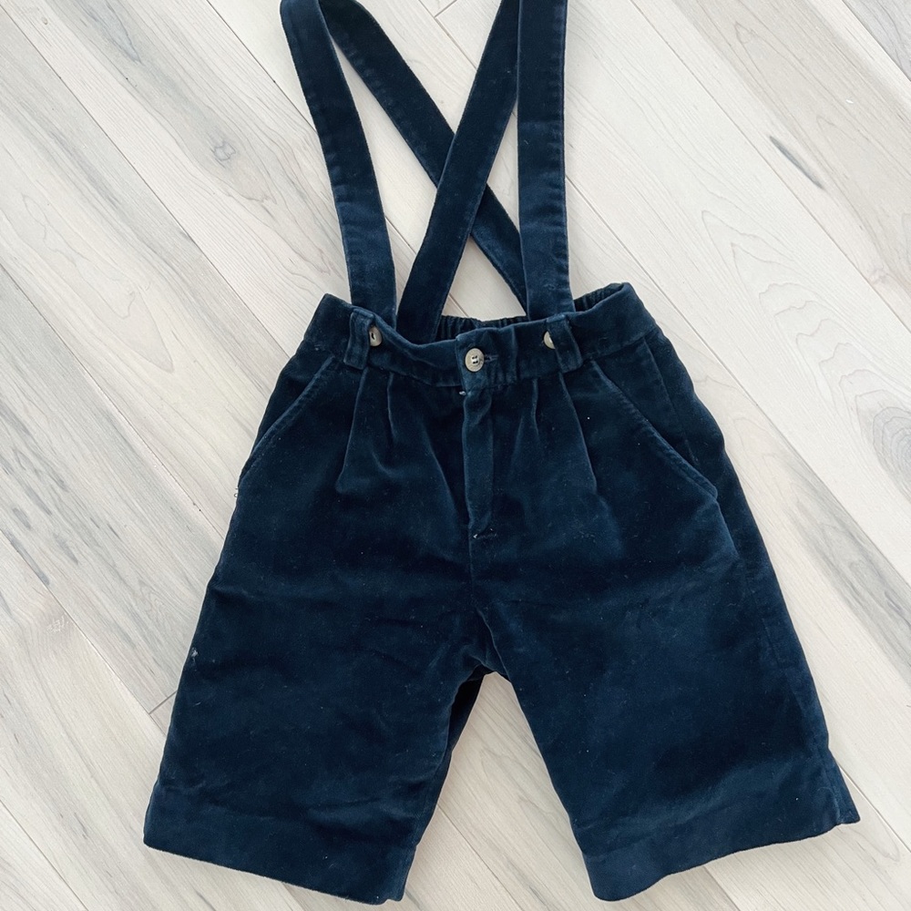 Vintage Navy Velvet Kids Overalls 18-24 month